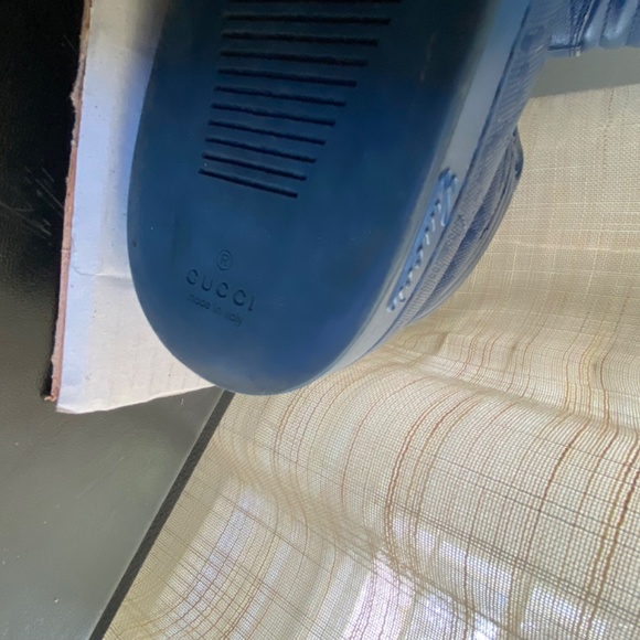 GUCCI BLUE LEATHER HI-CUT RUBBER SHOES SNEAKERS 6 - Picture 11 of 12